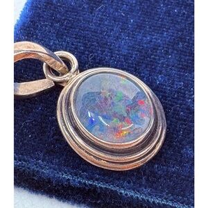 Vintage Sterling Silver 925 Opal Doublet Pendant Oval 1” Classic Everyday 9.5 Gm